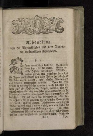 Abhandlung von der Vortreflichkeit und dem Vorzuge der mechanischen Arzneylehre.