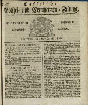 Nr. 47, Mittwoch, den 12ten Junii 1816