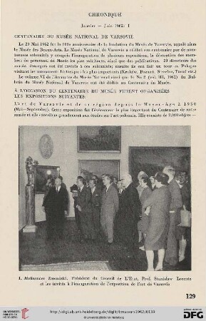 Chronique (Janvier-Juin 1962: I)