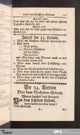 Die 34. Lection Von dem Sechsten Gebott.