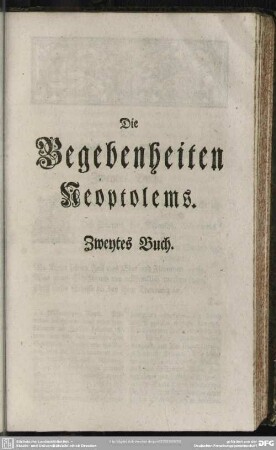 Die Begebenheiten Neoptolems. Zweytes Buch