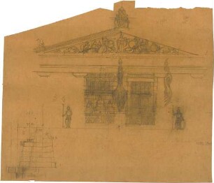 Thiersch, August ; Ägina (Griechenland); Ausgrabungen - Giebel (Ansicht), Detail