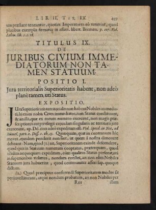 Titulus IX. De Iuribus Civium Immediatorum Non Tamen Statuum.