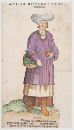 Tracht der spanischen Frau, wenn sie zum Markt geht