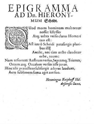Epigramma ad Dn. Hieronymum Scheidt