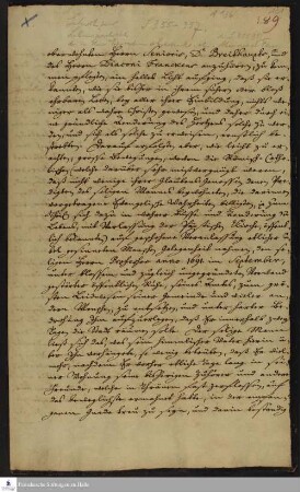 Fragment der Leichenpredigt für August Hermann Francke.