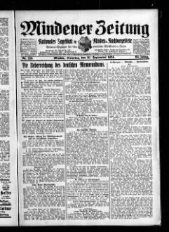 Mindener Zeitung : nationales Tageblatt für Minden u. Nachbargebiete : General-Anzeiger für den nördl. Reg.-Bezirk Minden