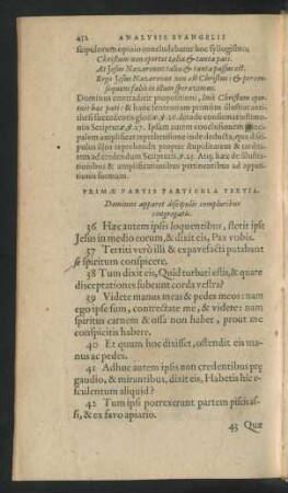 Primae Partis Particula Tertia. Dominus apparet discipulis compluribus congregatis.