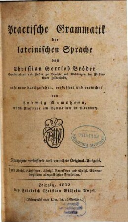 Practische Grammatik der lateinischen Sprache