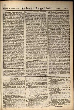 Zweite Ausgabe vom Samstag, den 14. Januar 1922.