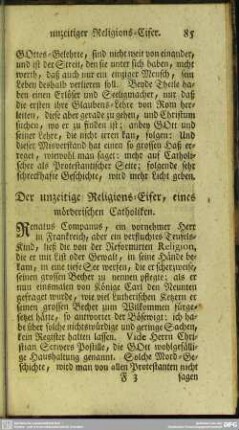 Der unzeitige Religions-Eifer, eines mörderischen Catholiken