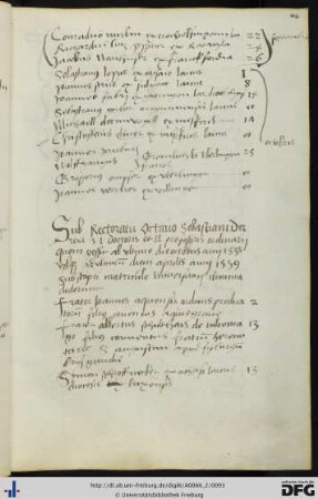 [fol. 46] Rektorat Sebastian Derrer 1538/39