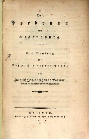 Der Prebrunn bey Regensburg