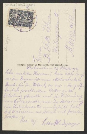 Brief an B. Schott's Söhne : 12.10.1920