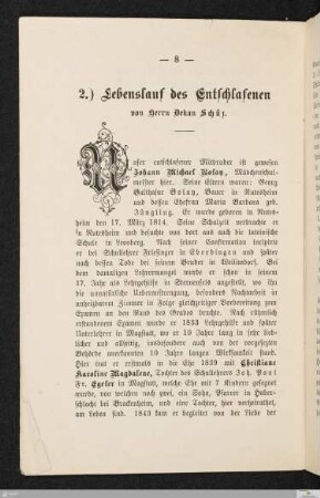 2.) Lebenslauf des Entschlafenen