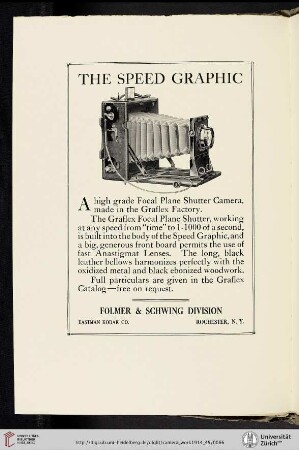 Folmer & Schwing Division, Eastman Kodak Company [The Speed Graphic Camera]