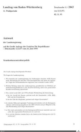 Anfrage der Republikaner: Krankenkassenstrukturpolitik