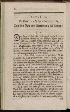 Caput II. De structura & functione cordis. = Von dem Bau und Verrichtung des Herzens.