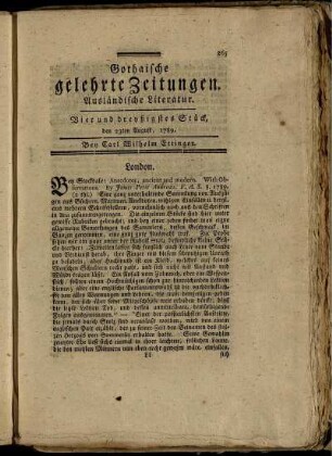 Vier und dreyßigstes, den 23ten August, 1789.