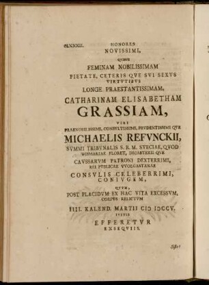 ..., Catharinam Elisabetham Grassiam,...