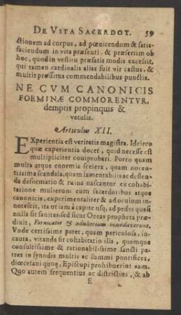 Ne Cum Canonicis Foeminae Commorentur, demptis propinquis & vetulis.