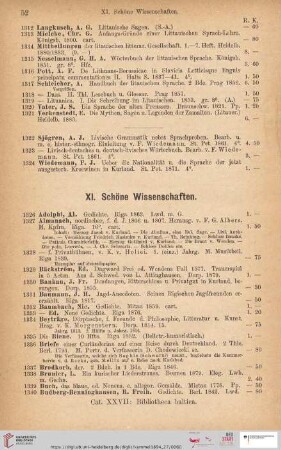 XI.Schöne Wissenschaften (Nr. 1326 - 1427)