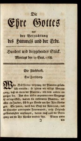 Hundert und dreyzehendes Stück. Montags den 19 Sept. 1768