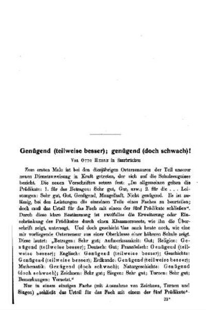 Genügend (teilweise besser); genügend (doch schwach!)