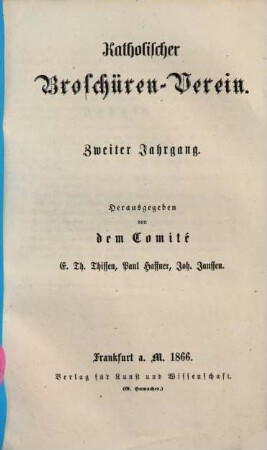 Katholischer Broschüren-Verein. 2. 1865/66 (1866)