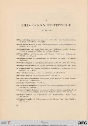 B. Bild- und Knüpfteppiche (Nr. 100-134)
