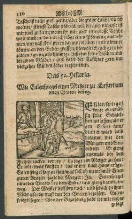 Die 59. Historia. Wie Eulenspiegel einen Metzger zu Erfurt um einen Braten betrog