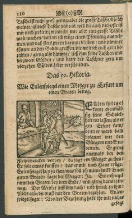 Die 59. Historia. Wie Eulenspiegel einen Metzger zu Erfurt um einen Braten betrog