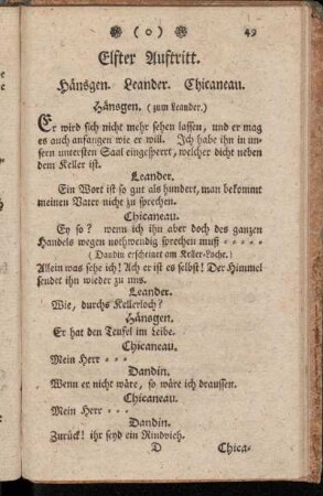 Elfter Auftritt. Hänsgen. Leander. Chicaneau.