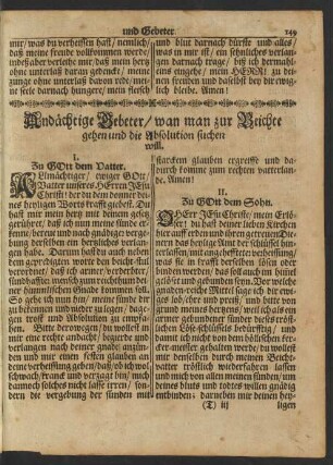 Andächtige Gebeter/ wan man zur Beichte gehen und die Absolution suchen will