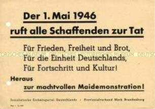 Aufruf der SED zur Mai-Demonstration