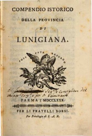 Compendio istorico della provincia di Lunigiana