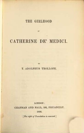 The girlhood of Catherine de'Medici