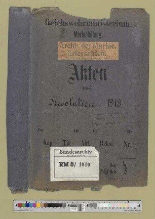 "Revolution 1918": Admiralstab der Marine, 3. - 11. Nov. 1918