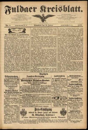 Zweite Ausgabe vom Samstag, den 18. Januar 1902.