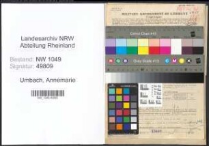 Entnazifizierung Annemarie Umbach , geb. 26.03.1910 ()