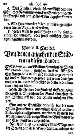 Das VIII. Capitel - Von denen angehenden Städten in diesem Lande: