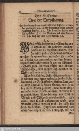 Das VI Capitel Von der Verpflegung