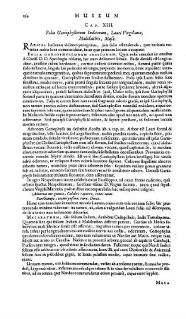 Cap. XIII. Folia Gariophyllorum Indicorum, Lauri Virgilianae, Malabathri, Musae