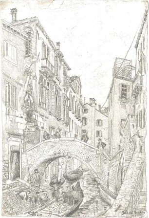 Wach, Hugo; Venedig (Italien); Reisezeichnungen - Ponte del Paradiso (Perspektive)