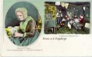 Postkarte mit erzgebirgischen Motiven