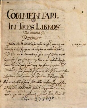 Commentarii in Aristotelis libros de anima et de metaphysica - BSB Clm 27802 b
