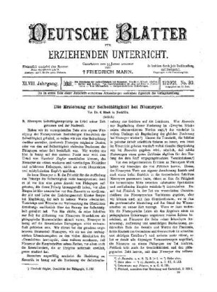 Die Erziehung zur Selbsttätigkeit bei Niemeyer : (Schluß)