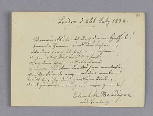 Elisabeth Bendixen. – London, 26.07.1834