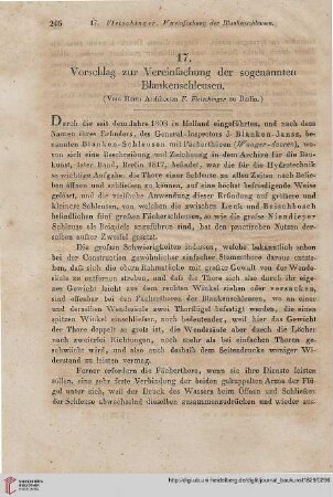 1: Vorschlag zur Vereinfachung der sogenannten Blankenschleusen