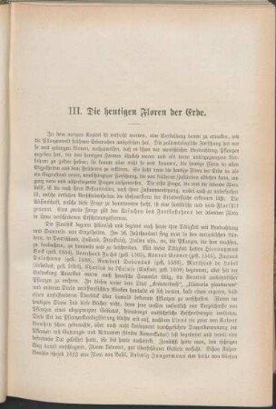 III. Die heutigen Floren der Erde.